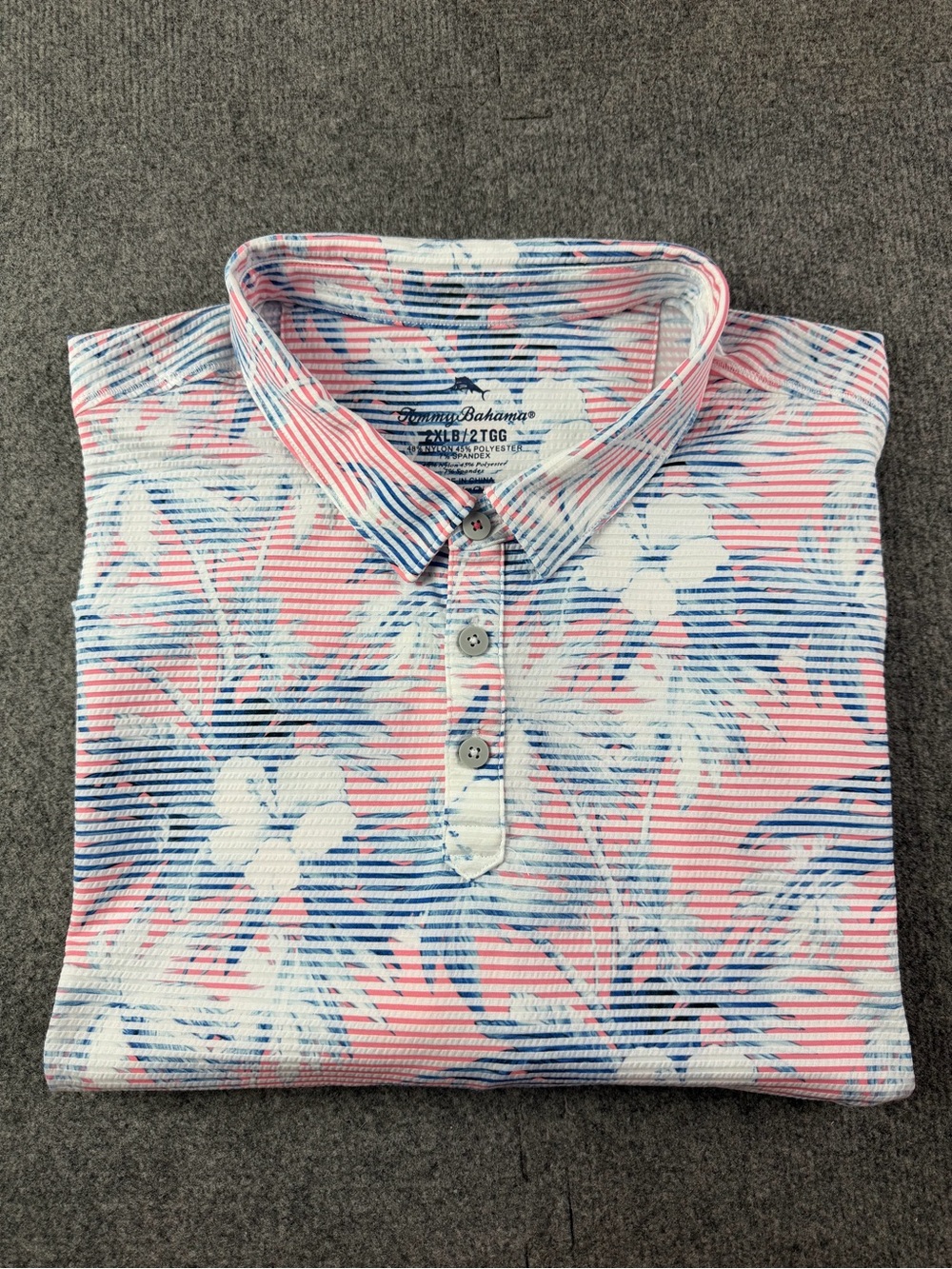 Tommy Bahama Mens Short Sleeve Floral Polo Shirt Size 2XLB Multicolor